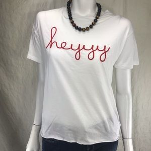 White American Eagle Tee with “Hey”